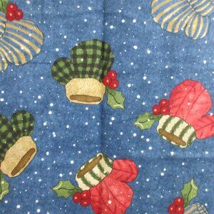 Flannel Fabric, 42" x 70" Winter Winds Warm Friends Allover Mittens #0087 Holly